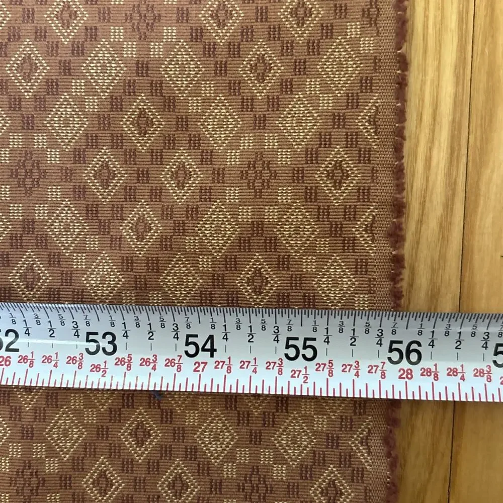 Vintage Brunschwig Fils Small Diamond Brocade Terracotta 5 yds Decorator Fabric